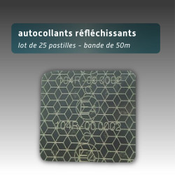 Lot de 25 Pastilles autocollantes réfléchissantes à coller 5*5cm - ruban de nuit
